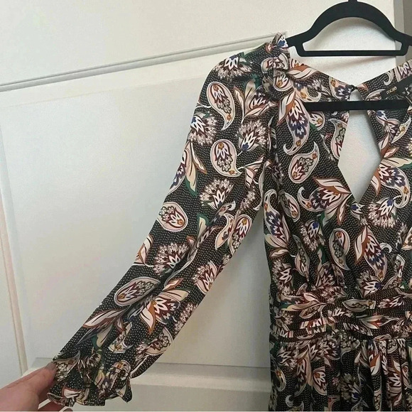 Maje Isley Wrap-effect Printed Satin Playsuit- Size 36; Like New without tags - Picture 2 of 16